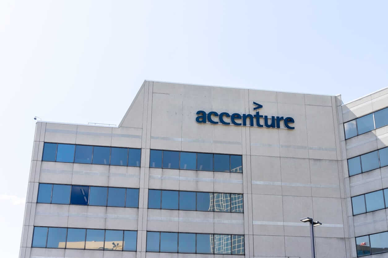 Accenture plc buiding with logo-by JHVEPhoto via iStock
